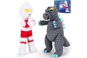 MHJJYGY Crochetta Crochet Kit for Beginners, Crochet Kit w Step-by-Step Video Tutorials, Crochet Starter Kit Learn to Crochet Kits for Adults Kids Beginners, Crochet Ultraman and Monsters (40%+ Yarn)