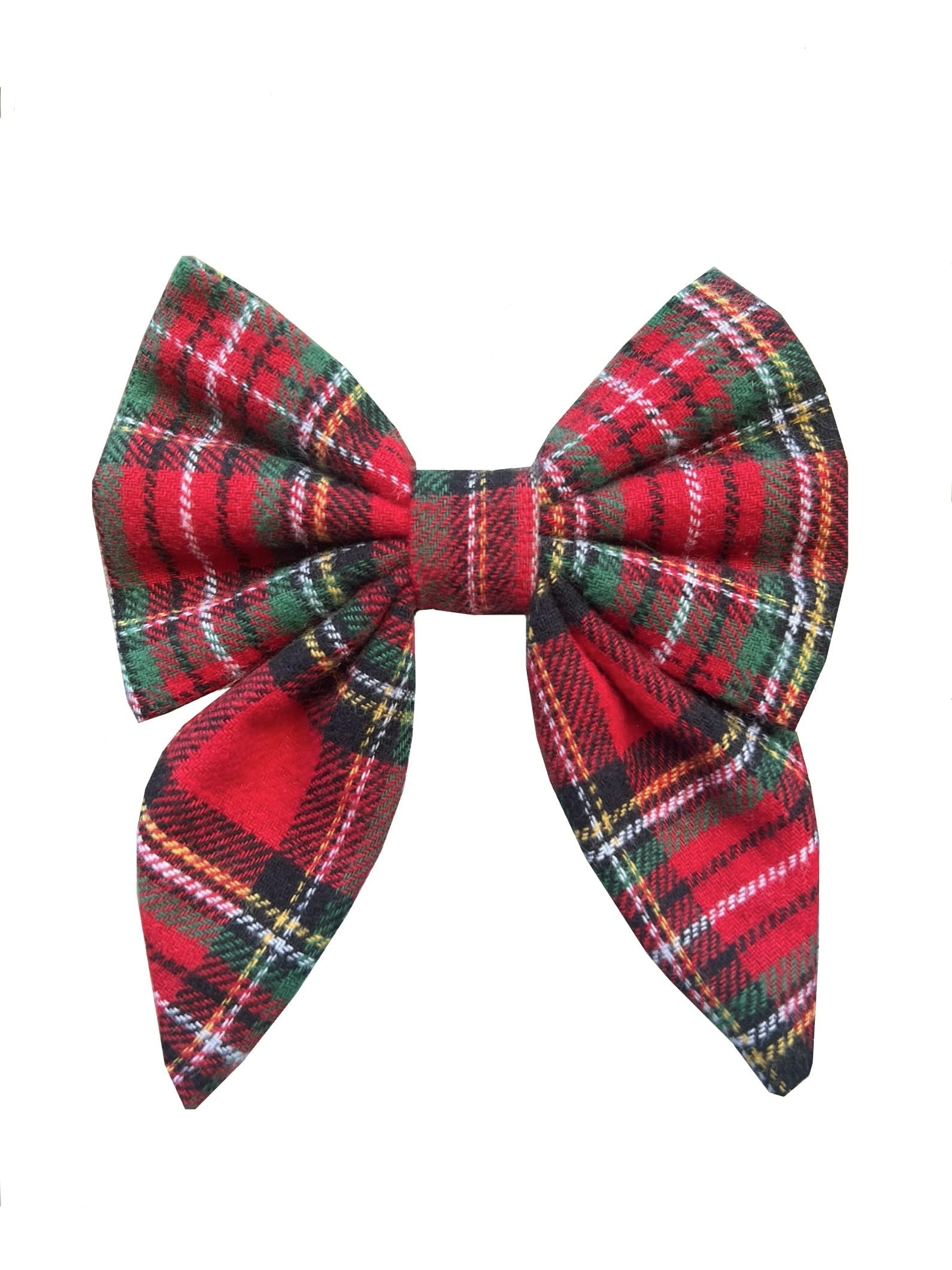 New Dogs Bow Tie Bowtie Sailor Tartan Woven RED Elastic Band ACCESSORY Handmade UK (Woven Sailor Medium)