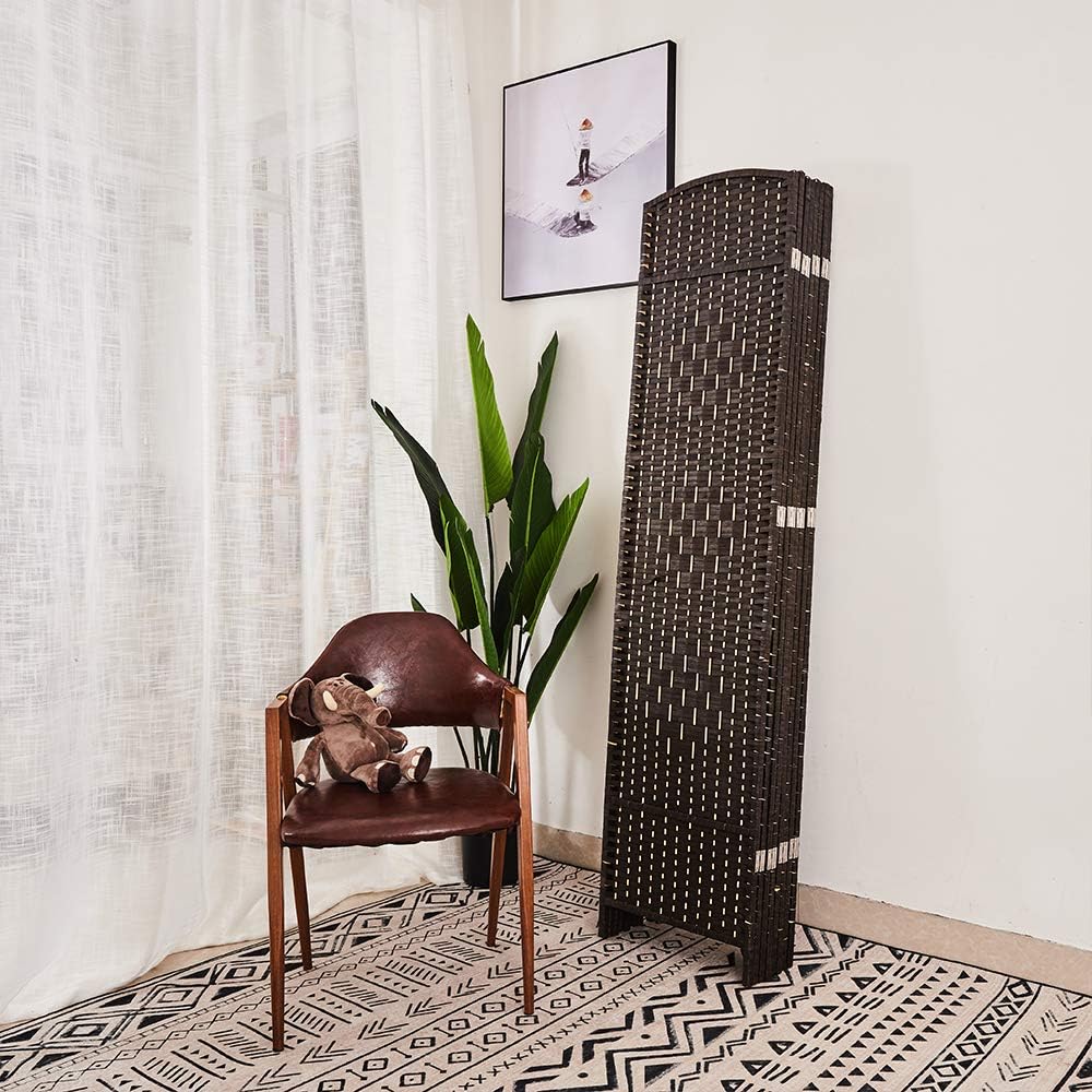 cocosica Weave Fiber Room Divider, Natural Fiber Folding Privacy Screen with Stainless Steel Hinge & 8 Panel Room Screen Divider Separator for Decorating Bedding, Dining, Study and Sitting Room: Furniture & Decor