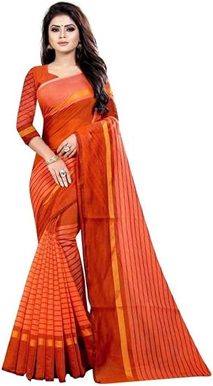 Women Art Silk Saree (Rustam Orange_Orange_Free)