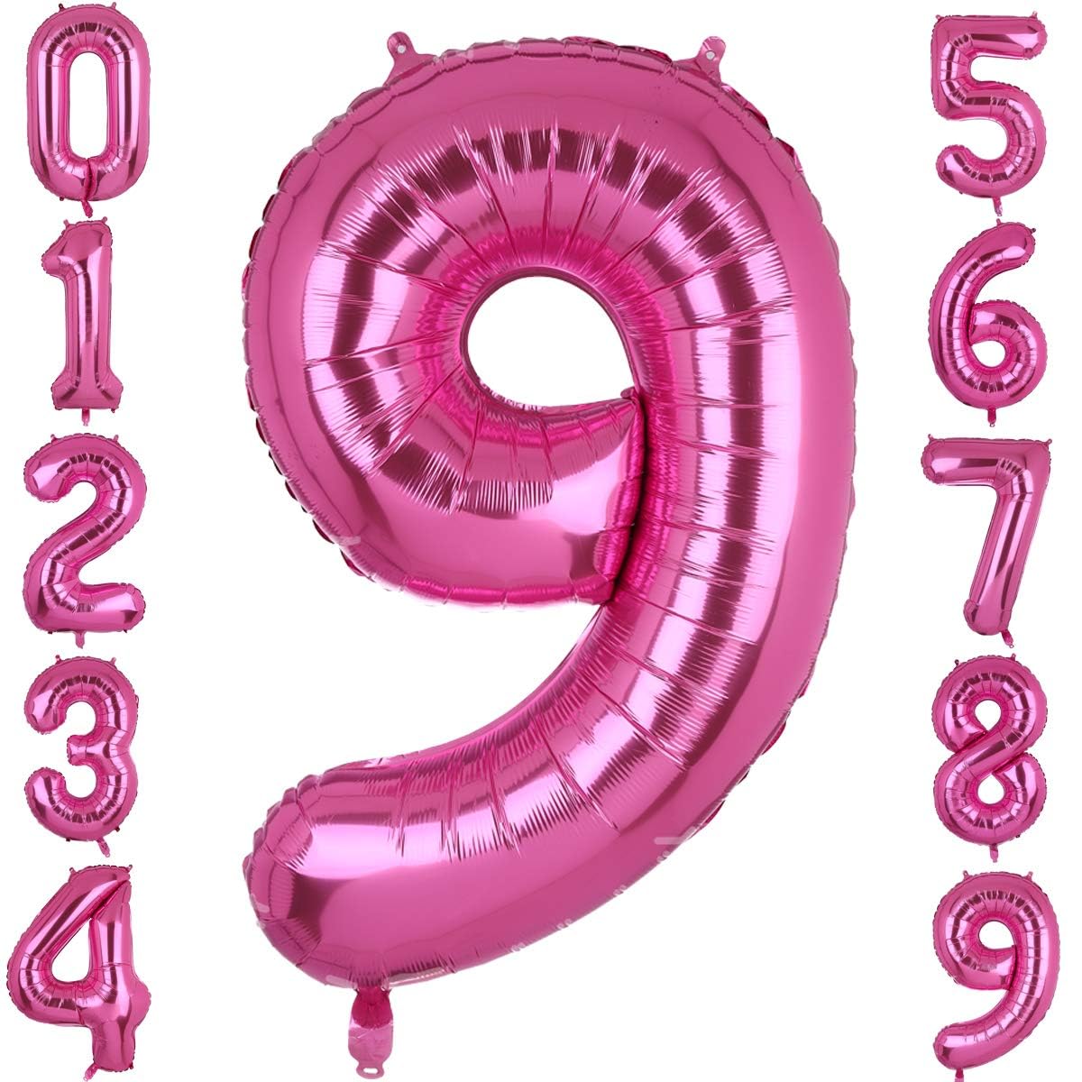 40 Inch Large Foil Number 9 Balloons Hot Pink Big Mylar Helium Balloon Birthdays Party Decorations Supplies Girls (Hot Pink 9)