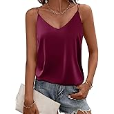 Ekouaer Women's V Neck Sleeveless Spaghetti Strap Cami Shirt