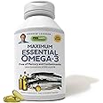 ANDREW LESSMAN Maximum Essential Omega-3 Unflavored, 60 Softgels - Ultra-Pure Omega-3 Fish Oil 1200 mg - High DHA, No Mercury Fish Oil Omega 3 Supplement - Small, Easy to Swallow Fish Oil Capsules