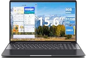 SGIN Laptop, 15.6 Inch Laptops Computer with 8GB DDR3 512GB SSD I3 Processor Ordinateur Portable, Windows 11 Home, HDMI, Wi-F