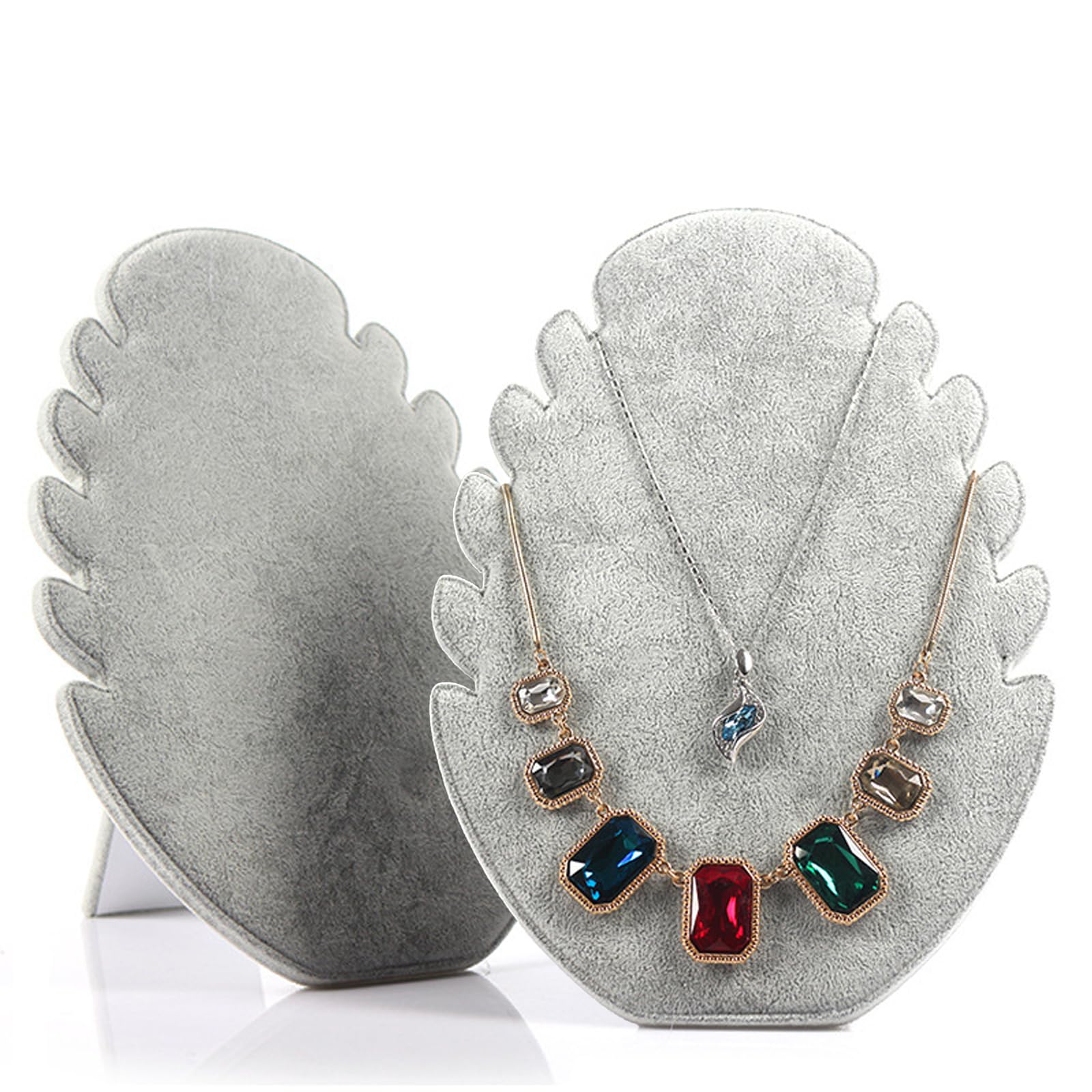 NO Necklace Display Stand,Gray Velvet Jewelry Stand,Jewelry Easel Pendant Holder,Bracelets Hanging Jewelry Storage with 5 Notches for Chains,Jewellery Storage for Bracelets Jewelry Chains