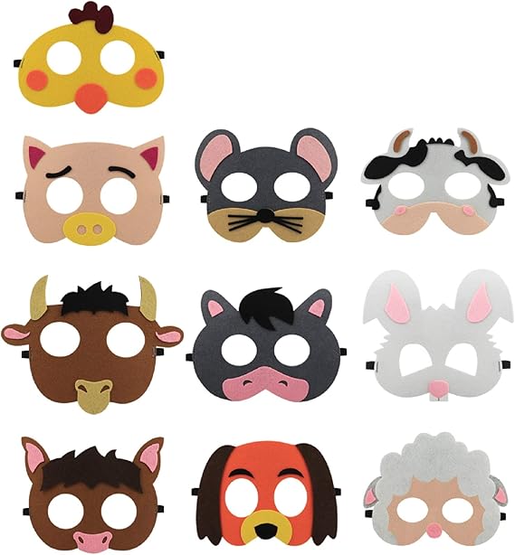 Amazon ファームアニマル 動物マスク パーティー 牧場 動物パーティー 動物フェルト ペット 動物園 農家 テーマ 誕生日パーティーマスク 子供 動物マスク パーティー用品 10ピース キッズコスチューム 服 ファッション小物