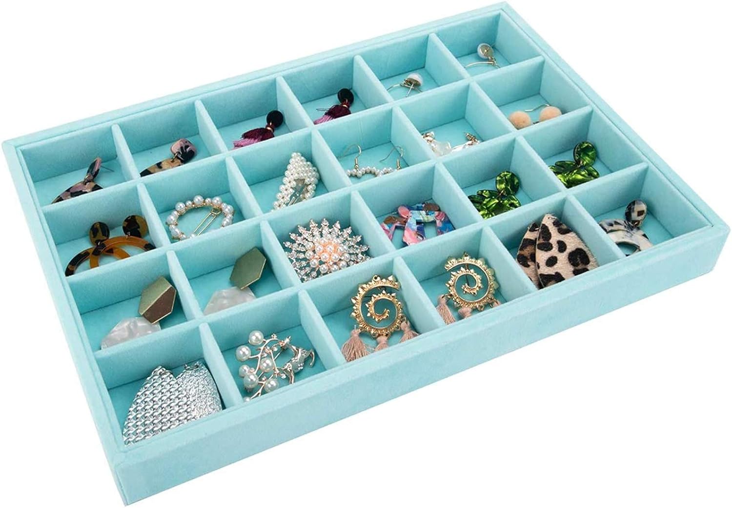Mebbay 24 Grid Stackable Jewelry Tray Showcase Display