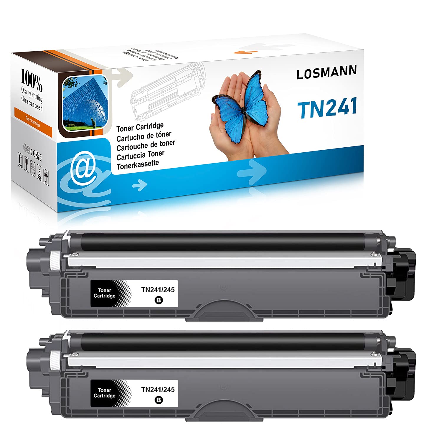 LOSMANN Compatible Toner Cartridge Replacement for Brother TN-241 TN-245 for Brother DCP-9015CDW 9020CDW HL-3140CW 3150CDW 3170CDW 3142CW 3152CDW MFC-9130CW 9140CDN 9340CDW 9330CDW (2 Black)