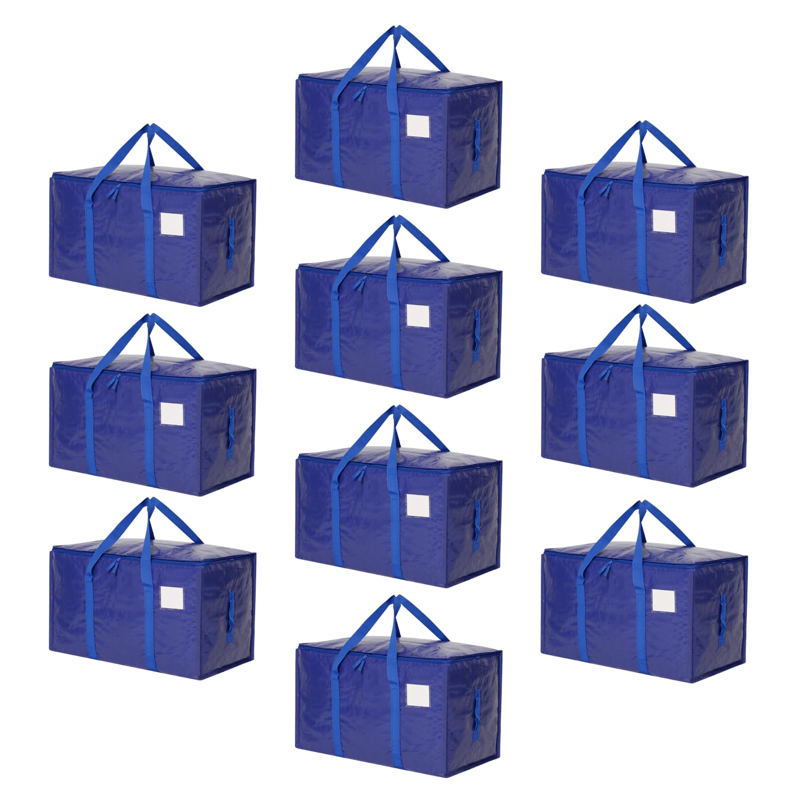 Moving Bags Heavy Duty Extra Large, Moving Boxes, Moving Supplies Essentials, Blue Storage Bins with Lids, Plastic Packing Totes, Storage Bags for Clothes with Handles & Zippers(Blue, 10 Pack) Image
