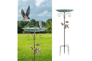 Small Metal Bird Bath for Outside, 10" Dia Bowl Bird Baths Feeder Bowl for Outdoors, Vintage Birdbaths Standing for Garden Pa