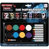 Halloween Makeup Palette 8 Colors Face Body Paint Oil Based Depvision 8 Colors Face Painting Crayon with Brush for Zombie Skeleton Clown Witch Football Baseball Sports SFX Costume