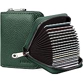 Linno RFID 20 Slots Credit Card Holder Genuine Leather Small Wallet for Women or Men with Zipper