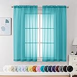 Chyhomenyc Turquoise Sheer Curtains 63 Inch Length