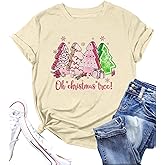 Christmas Shirts Women Merry Christmas Letter T-Shirt Christmas Graphic Shirt Xmas Holiday Casual V Neck Short Sleeve Tops