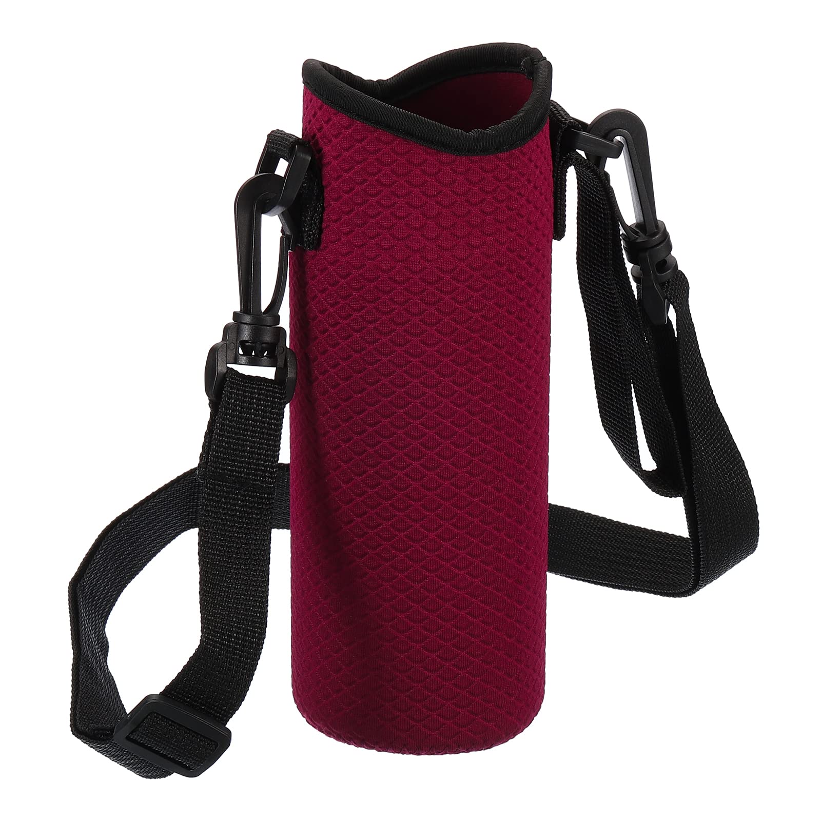 PATIKIL 66mmx185mm Water Bottle Sling Bag, 1 Pack Neoprene Portable Insulated Bottle Holder Carrier Textured with Adjustable Shoulder Strap, Wine Red