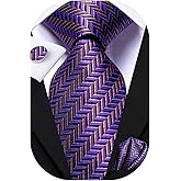 Hi-Tie Men Ties Sets Silk Stripe Paisley Necktie Pocket Square Cufflinks for Business Wedding