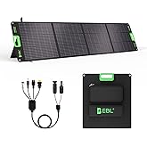 EBL 200W Portable Solar Panel for Power Station, Foldable Solar Charger w/ 4 Kickstands, IP65 Waterproof Solar Panel Kit w/DC
