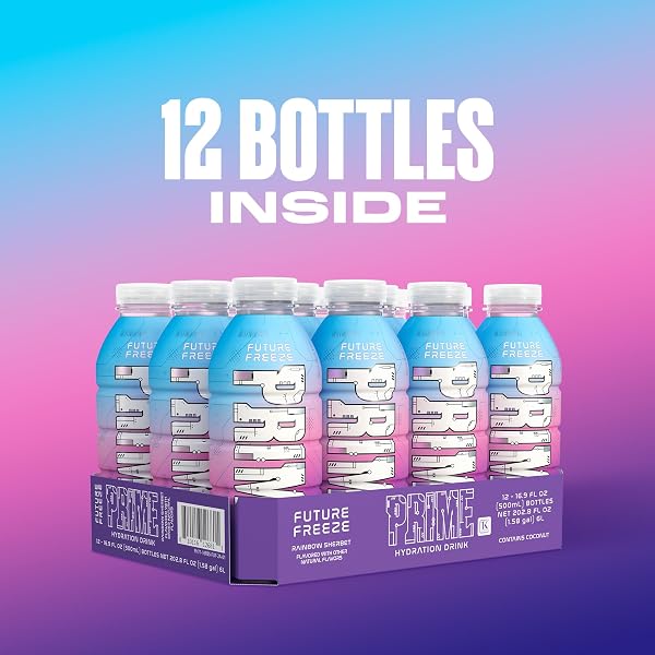 PRIME HYDRATION FUTURE FREEZE, SPORTS DRINKS, ELECTROLYTE ENHANCED FOR ULTIMATE HYDRATION, 250MG BCAAS, B VITAMINS, ANTIOXIDANTS, LOW SUGAR, 16.9 FL OZ, 12 PACK