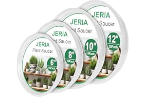 JERIA 40 Pack Clear Plant Saucers（6 Inch、8Inch、10 Inch、12 Inch）,Plastic Flower Pot Trays,Round Durable Plant Drip Trays for Indoor and Outdoor