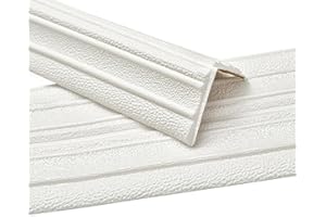 Crystalberry 2 Rolls Self Adhesive Flexible Foam Molding Trim, Total 15 Feet x 5.5 Inch Peel and Stick Baseboard Molding Trim, 3D Decorative Wall Lines Wallpaper Border for Floor Wall (White)