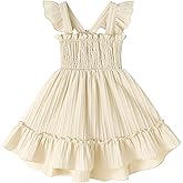YOUNGER TREE Toddler Dress Girls Summer Ruffle Sleeveless Smocked Dresses Kids Beach Casual Sundress