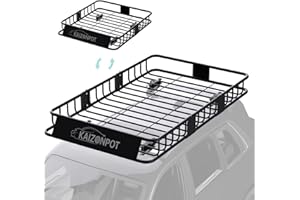 KAIZONPOT 64"x 39"x 6" Roof Basket, 250LB Cap Heavy Duty Roof Rack Cargo Basket, Universal Rooftop Cargo Rack, Cargo Carrier for Top of Vehicle for SUV, Truck, & Car Luggage Holder