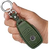 CISUI Genuine Leather Key Fob & Shell Compatible with Mercedes-Benz 4-Button Smart Key (Green)