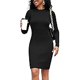 Rocorose Women's Turtleneck Sweater Dress Long Sleeve Elasticity Ribbed Mini Bodycon Dresses