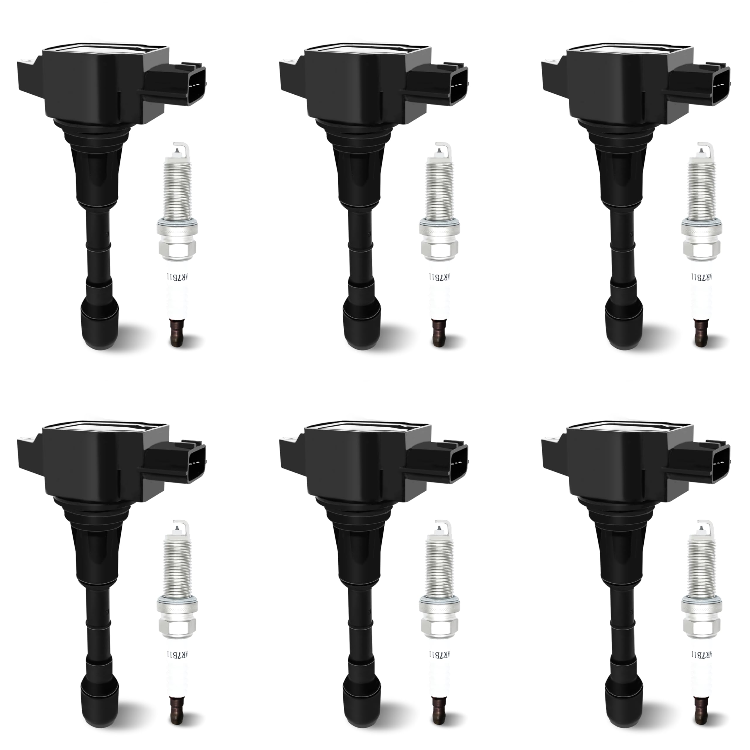 Photo 1 of UF550 Ignition Coil & Spark Plugs: fits Nissan Altima Infiniti Murano G35 3.5L V6 2009-2016 Set of 6 coil pack Enhance Engine Performance for Daily Commutes Long Trips (Ignition Coil + Spark Plugs)