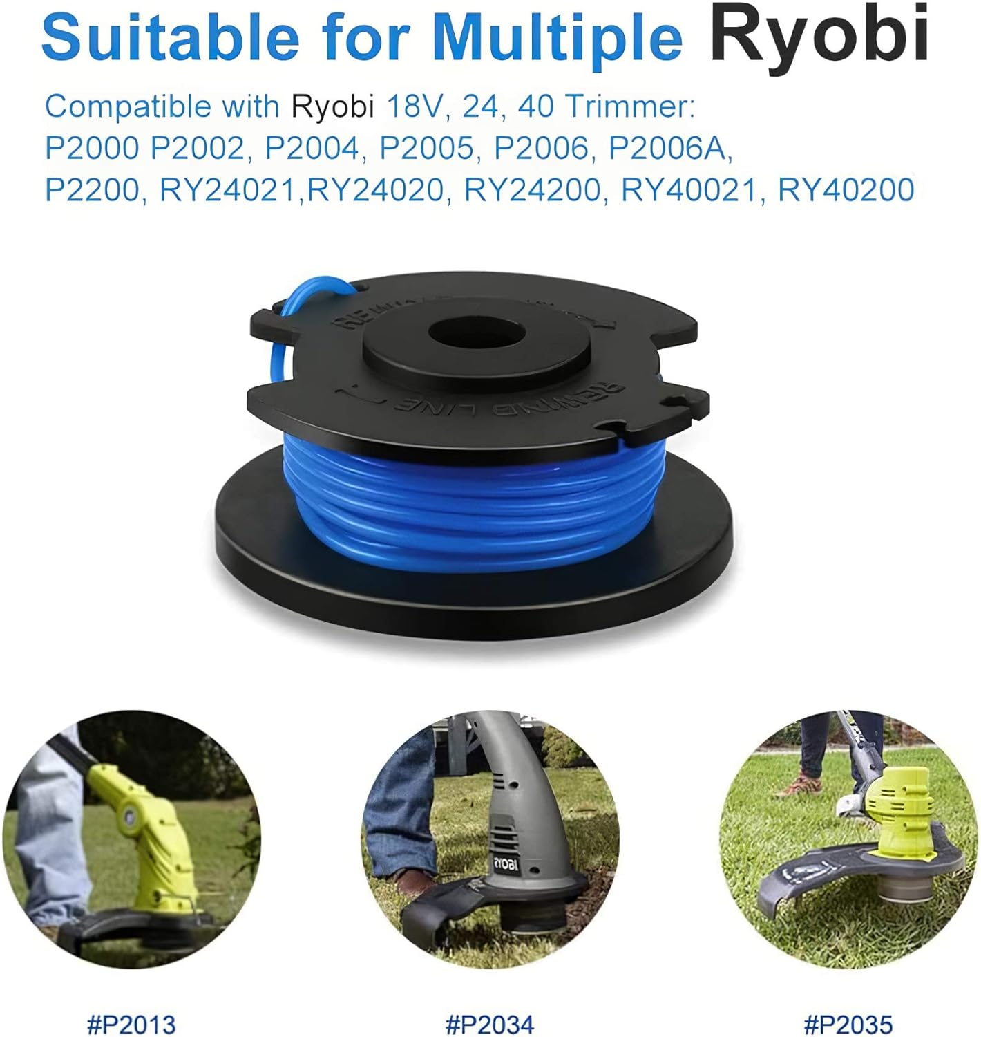 Eventronic Line String Trimmer Replacement Spool, 0.065-Inch Autofeed Spools Compatible with Ryobi 18V, 24V, and 40V Cordless Trimmers (Pack of 6) : Garden & Outdoor