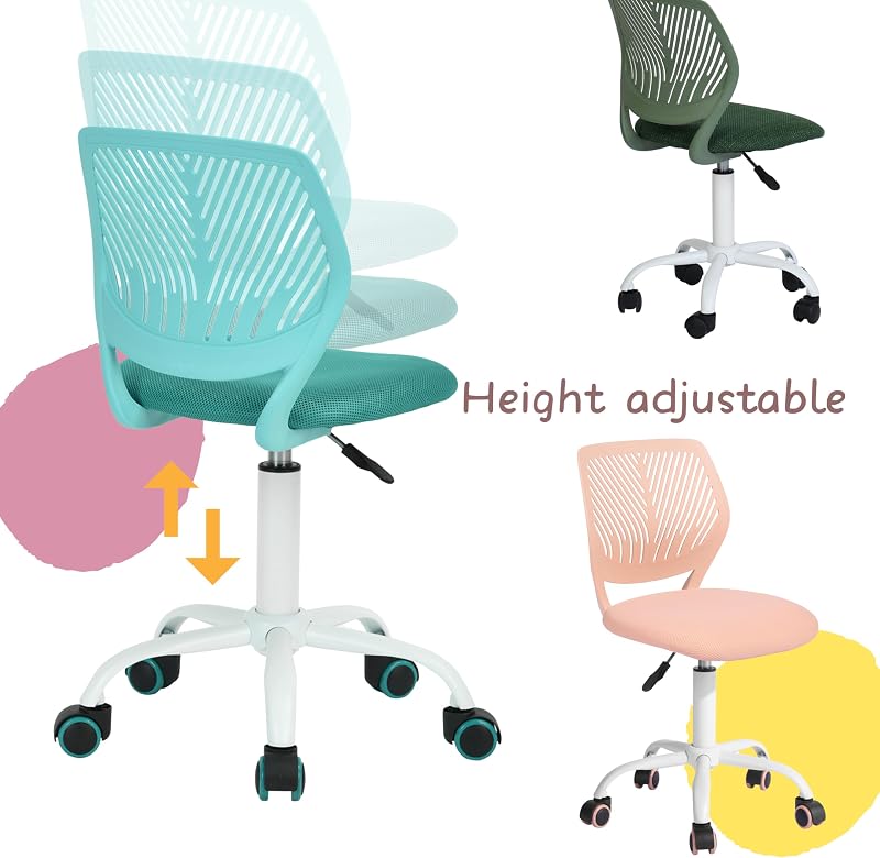 Silla de Escritorio Colorida de diseño Moderno y Ajustable para Ordenador, Silla giratoria sin Brazos, habitación de Estudio para niños, Oficina en casa, Azul, ‎plástico, 38,5 cm x 40 cm x — foto 7 de 8