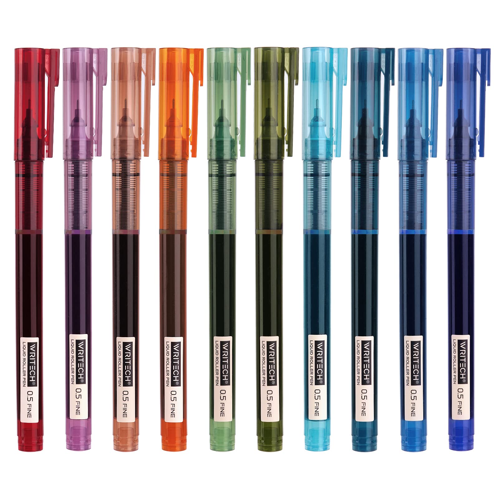 Photo 1 of WRITECH Rolling Ball Pens Quick Dry Ink 0.5 mm Extra Fine Point Pens 10 Pcs Liquid Ink Pen Rollerball Pens Vintage Color