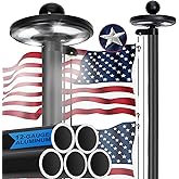 AirVows 【Thickened 12-Guage 25FT Heavy Duty Flag Pole for Outside House in Ground,Flag Pole with 128 Led Solar Light Powered, for Outdoor Ground Use,Suitable for Residential, Yard Applications