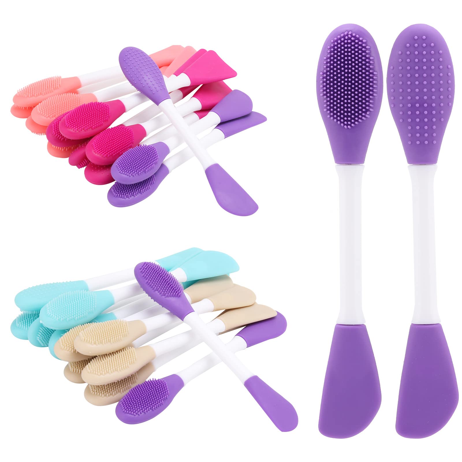 Photo 1 of 20 Pcs Silicone Face Mask Applicator, 2 in 1 Double-Sided Facial Scrubber Brush Tool, Double-Head Manual Cleansing Brush for Deep Gentle Exfoliating
