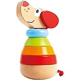 Hape Pepe Sound Stacker| Rainbow Wood Sound Stacker, Cute Puppy Animal Toy for Toddlers 12months and Up, Multi (E0448), L: 3.