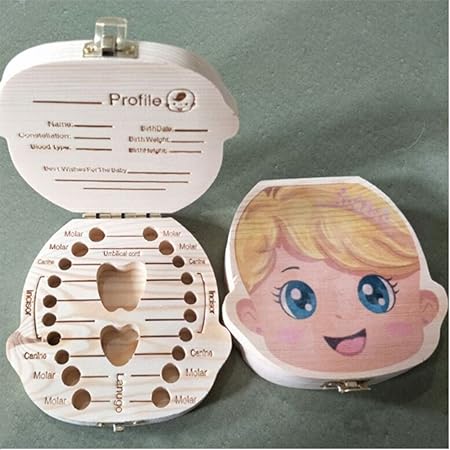 QIND Caja de dientes de madera para bebé, caja de dientes de ...