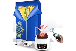 GBSELL Electric Clothes Dryer,Portable Silent Electric Warm Air Dryer Clothes,Drying Rack Machine with Timing & Remote Control,Household Clothes Dryer Electric Indoor,Home Clothes Drying (02B)