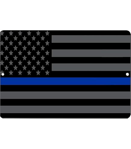 Rogue River Tactical Metallschild USA-Flagge Mit Blauer Linie – Wanddekoration, 35,6x25,4 Cm