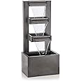 Alpine Corporation CPS182 Outdoor Floor Industrial Multi-Tiered Soothing Waterfall Fountain - Contemporary Garden, Patio, & Yard Décor with Relaxing Water Flow, 43"H (Gray)
