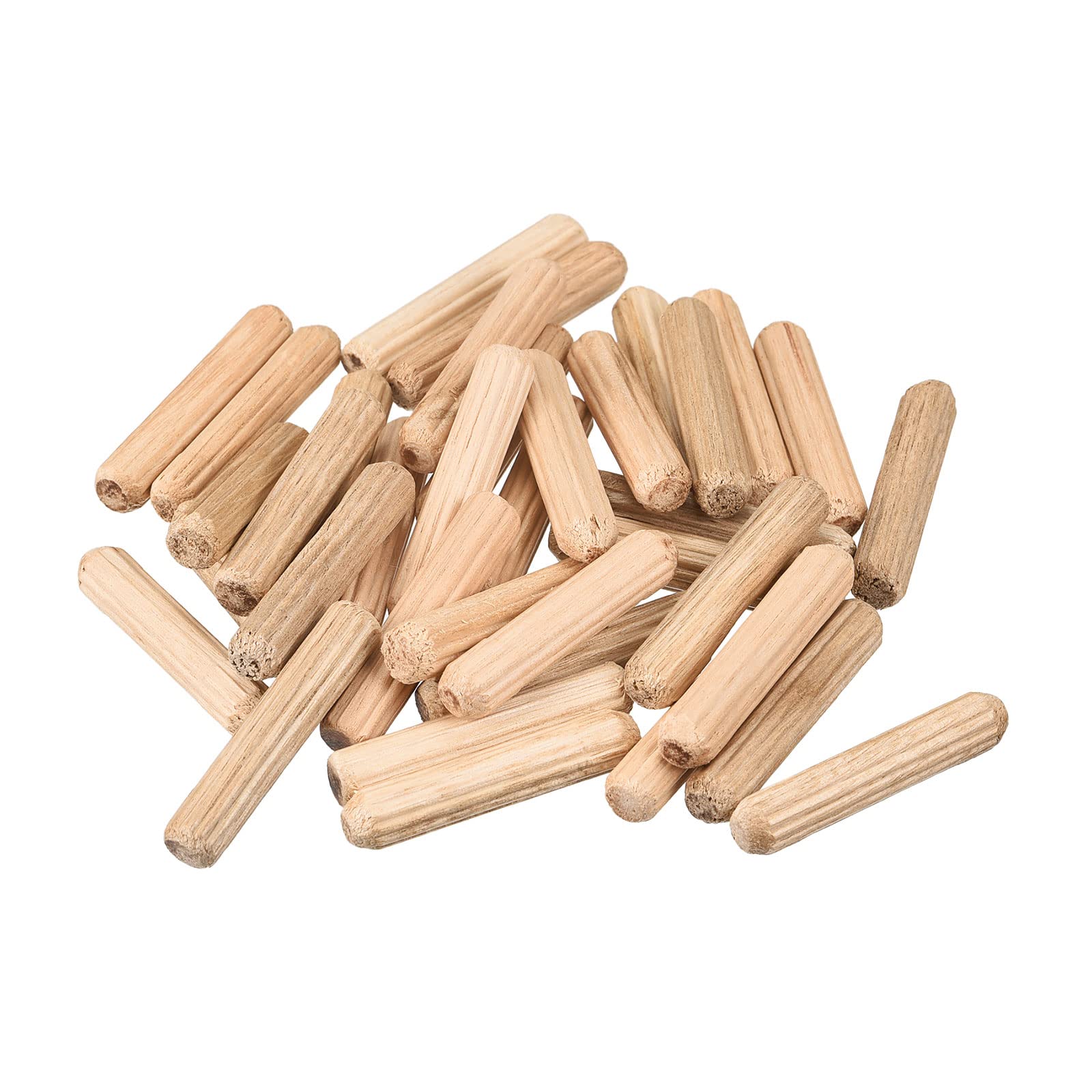 Photo 1 of uxcell Wooden Dowel Pins 36pcs 6x30mm(1/4" x1-1/4) Fluted Beveled Ends Wood Dowel Pegs Kiln Dried Hardwood for Woodworking Furniture Shelf