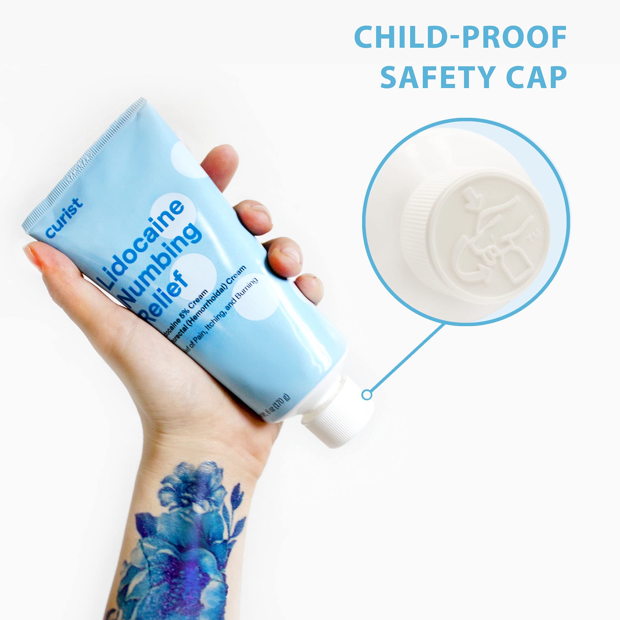 Curist 5% Lidocaine Cream Maximum Strength Topical Pain Relief - 6 oz (170 g) XL Tube - Numb Quickly & Effectively Numbing Formulation - (1 Pack - 6 oz Tube)