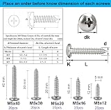 FandWay 304 Stainless Steel M5 Self Tapping Screws 100Pcs Wood Pan Head Phillips view 3