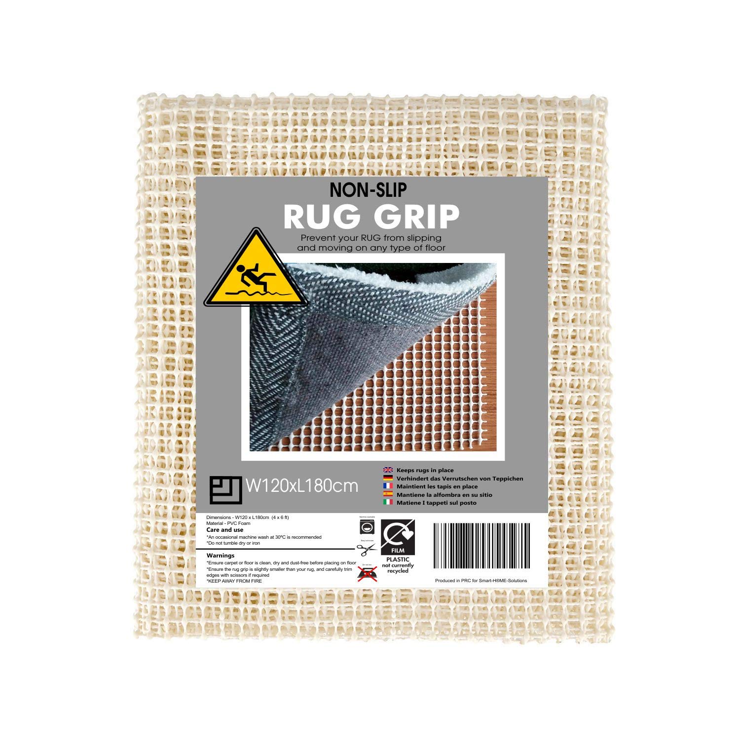 Rug Grip Under Rug Pad, Non-Slip Underlay 120 X 180 cm Anti Slip Rug Gripper PVC foam material for use on floors keeping rugs and mats in place