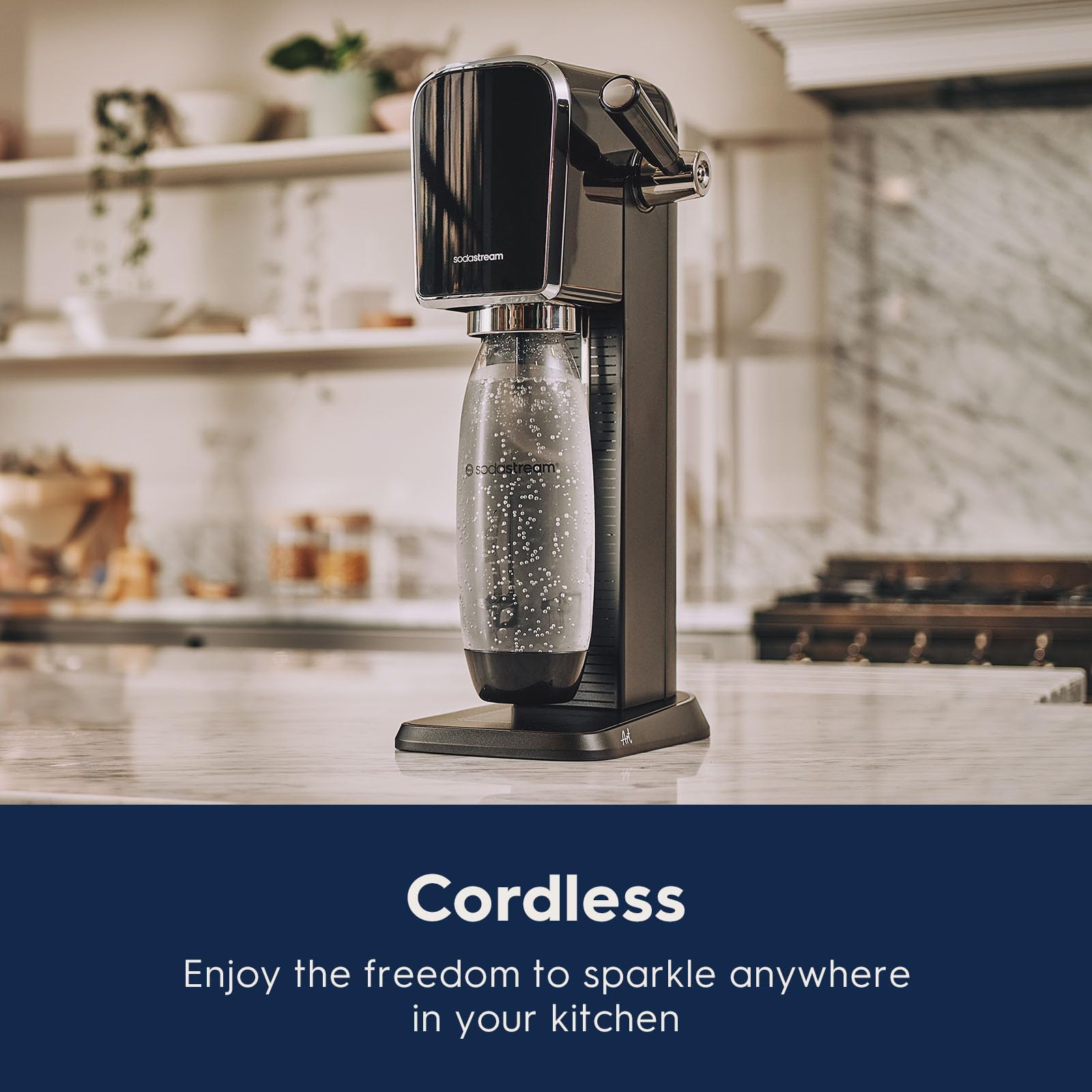 SodaStream - ART Sparkling Water Maker | VALUE BUNDLE | CQC CO2 system | Includes 2x CO2 Cylinders, 2x 32 Fl Oz Dishwasher Safe Bottles, 2x Bubly Flavor Drops | Combine with Pepsi Flavors | Black