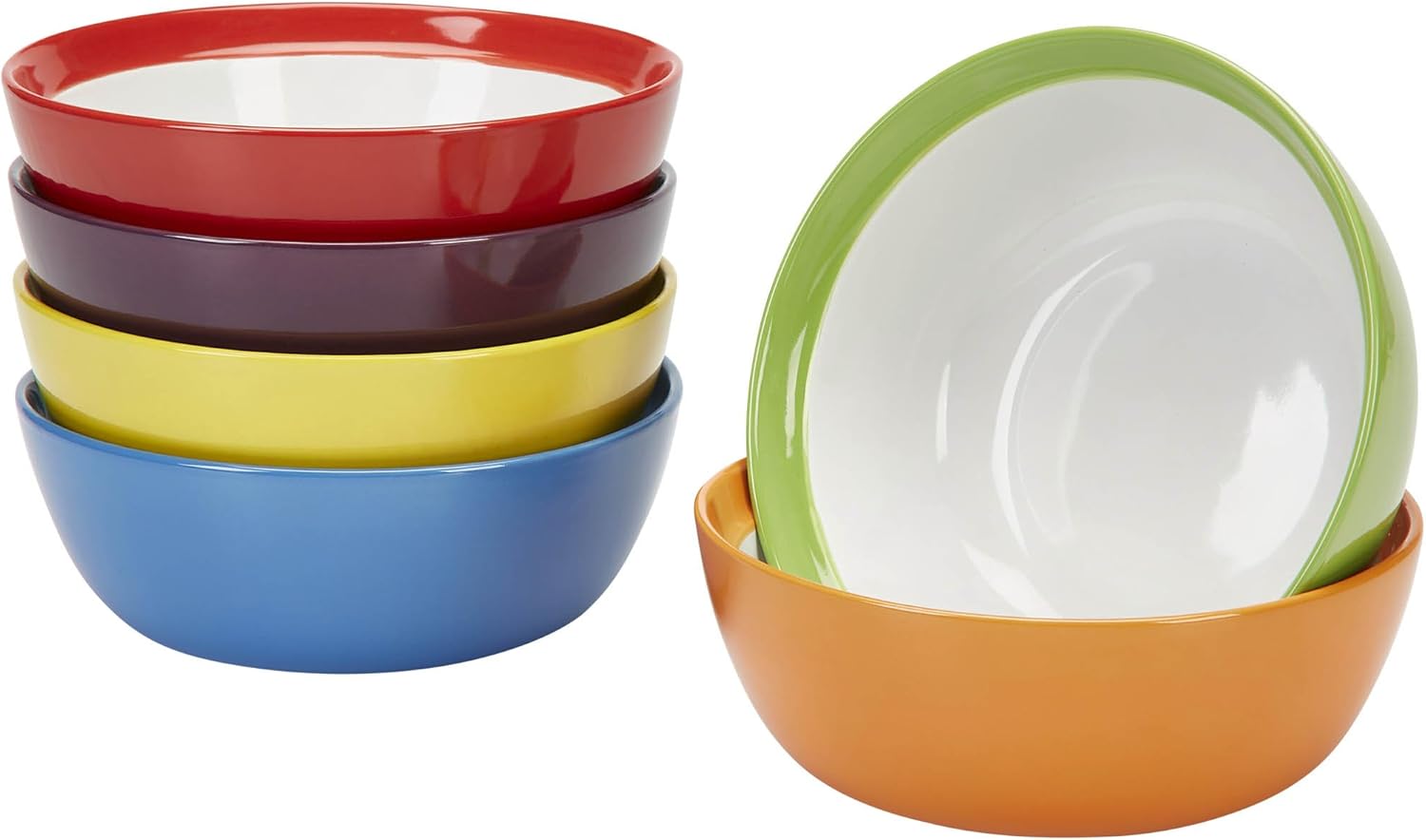 Premium Ceramic Set of 6, Colorful Meal Stoneware (Cereal Bowls
