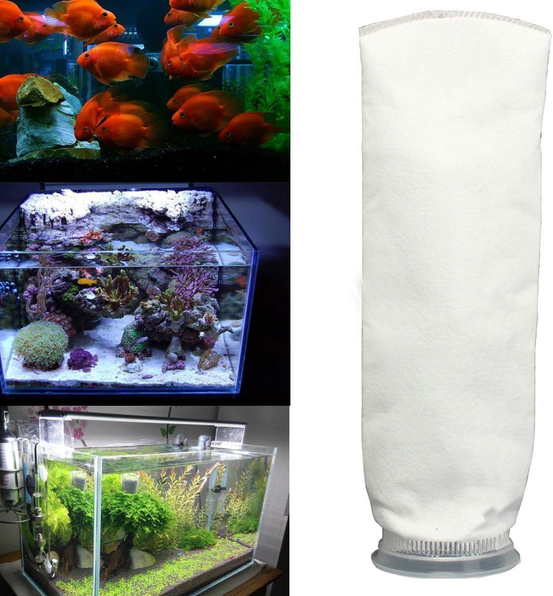 Liangxiang 4 pack Filter Socks 4 Inch Ring 15 Inch Long Aquarium Felt Filter Bags
