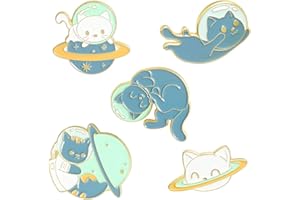 ROFARSO Astronaut Cat in Space Enamel Lapel Pin Set Cute Animal Pin, Accessory for Backpacks Clothing Bags Hats Shirts (5pics pin set)