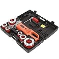Electric Pipe Threader Tool Kit 2300W 110V, Portable Handheld Electric Pipe Threader Threading Machine With 6 Dies 1/2-Inch to 2-Inch Pipe Threading Die Heads, Ratchet Pipe Threader Kit