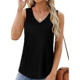 JROWI Womens Tank Tops V Neck Summer Casual Sleeveless Cotton Tee Shirts