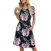DouBCQ Women's Casual Flowy Pleated Loose Dresses with Pockets